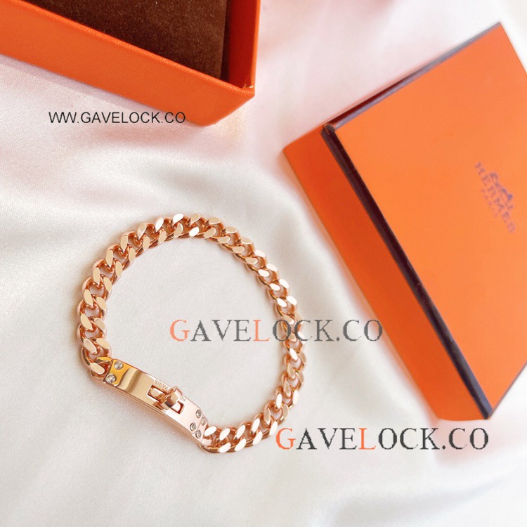 Hermes Kelly Chaine Bracelet with 6 Diamonds